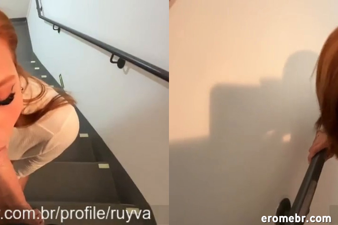 Bia Ruyva pelada fudendo nas escadas da empresa